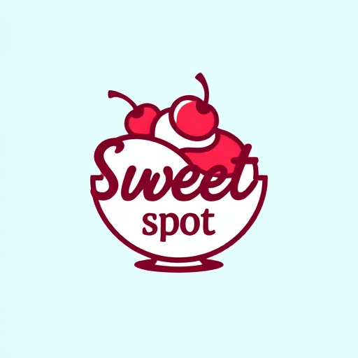 Sweet Spot logo with a cherry-topped dessert bowl and playful typography, representing fun and indulgence. Modern logos.