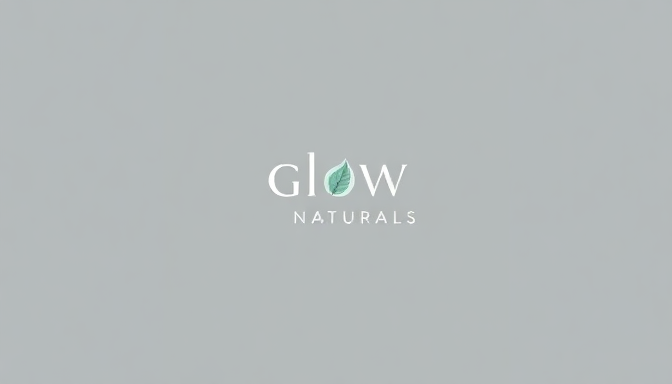 Glow Naturals logo with soft green tones and a leaf icon, symbolizing purity, nature, and wellness.