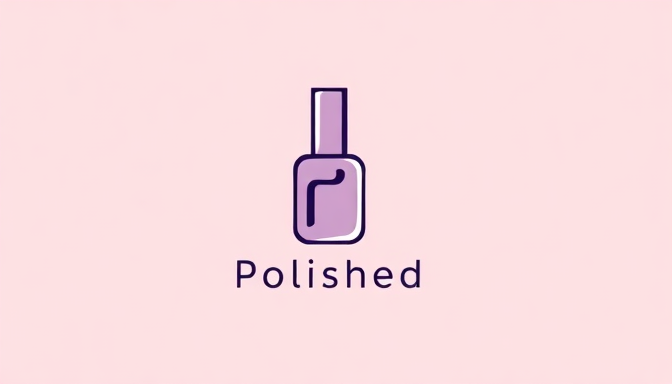 Polished logo with a stylized nail polish bottle and soft pink tones, symbolizing beauty and precision.