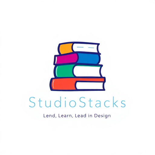 StudioStacks logo featuring colorful stacked books, symbolizing creativity, learning, and design innovation.