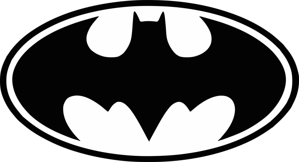 Movie company logos: Batman Logo - A black bat silhouette within an oval outline.