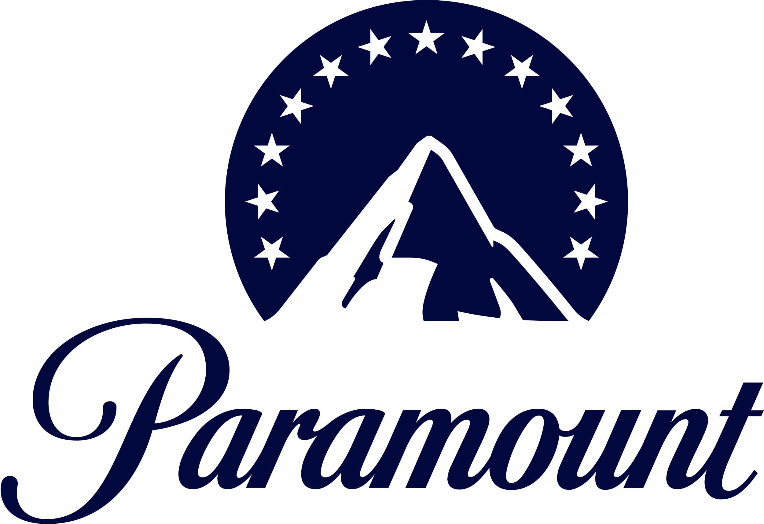 Movie company logos:  Paramount Pictures. A majestic mountain encircled by stars.