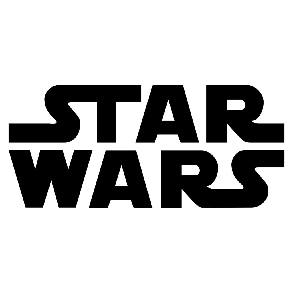 Movie company logos: Star Wars Logo - Bold black typography.