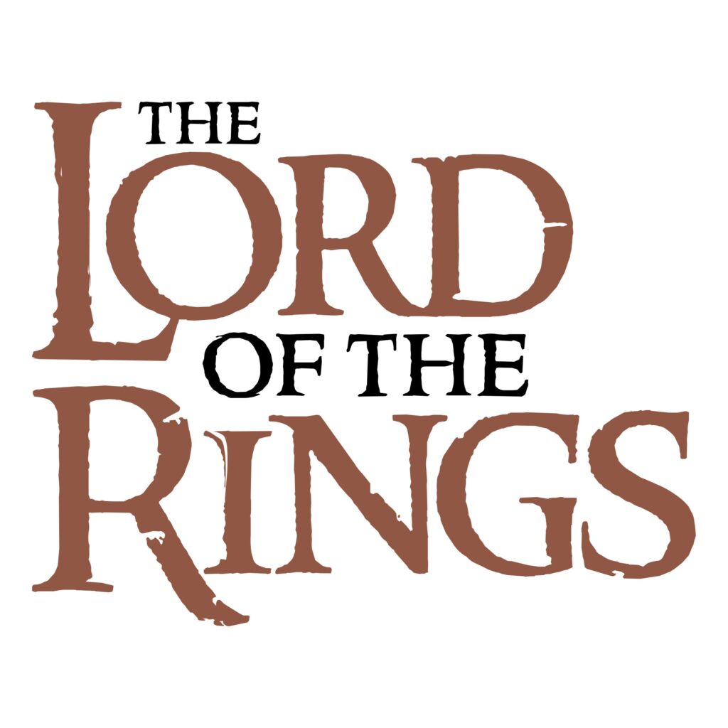 The Lord of the Rings Logo - Elegant serif typography that captures the grandeur, mystery, and timeless fantasy themes of J.R.R. Tolkien’s Middle-earth saga.