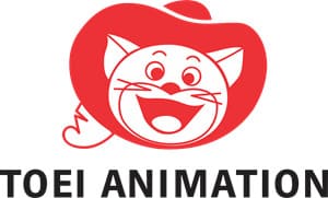 Movie company logos: Toei Animation Logo - A cheerful red and white logo featuring a smiling cat.