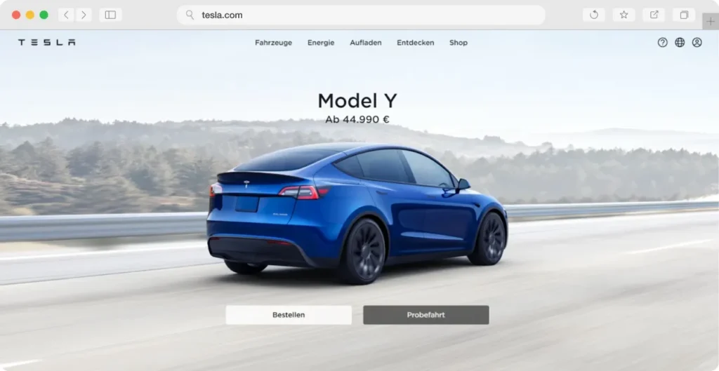 Tesla Ad Page Screenshot