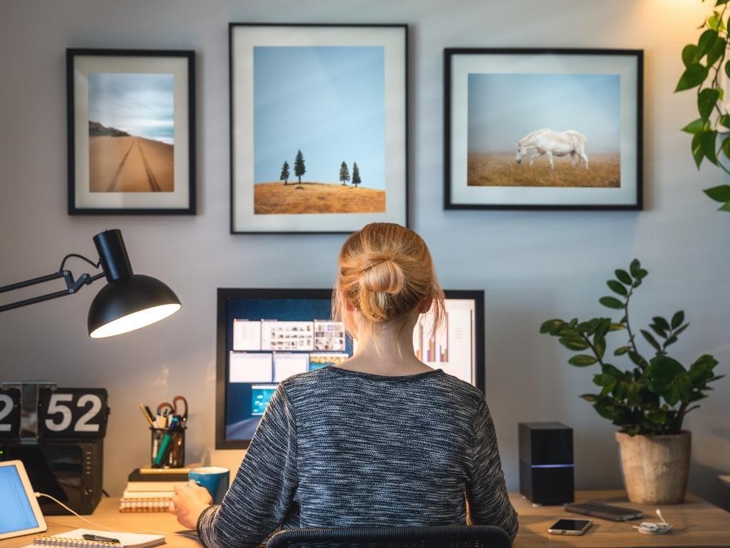 a woman working on her laptop