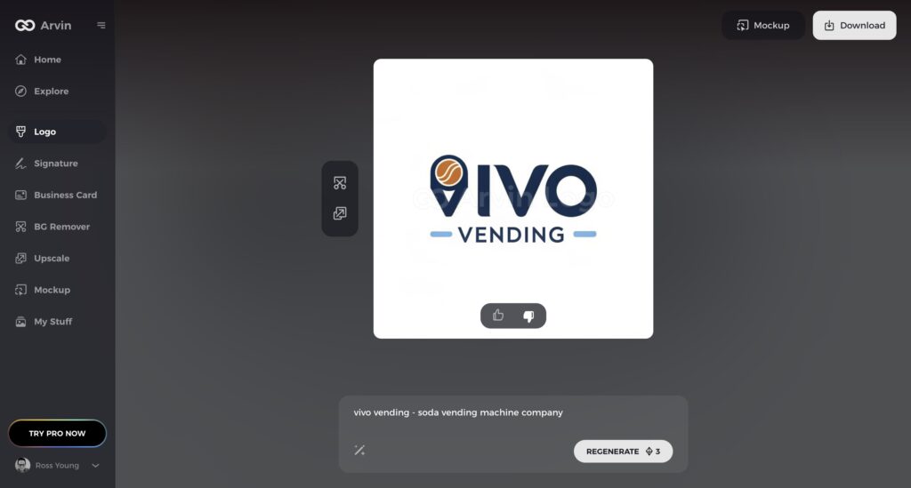 Arvin's AI-generated logo for a vending machine business