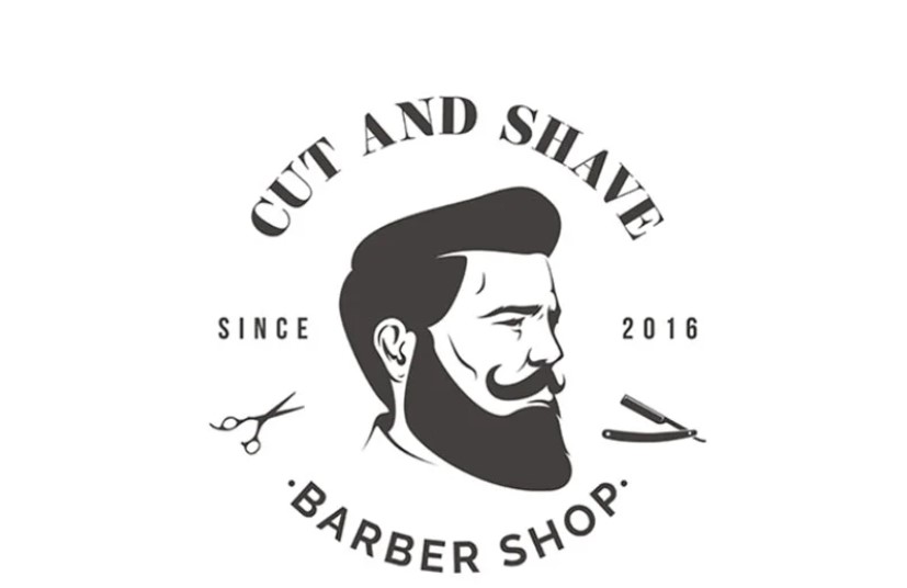 cut and shave barber shop logo