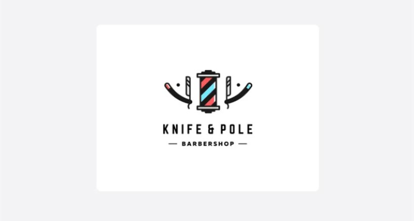 knife&pole barber shop logo