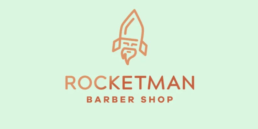 rocketman barber shop logo