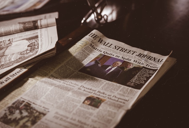 The Wall Street Journal newspaper on a table