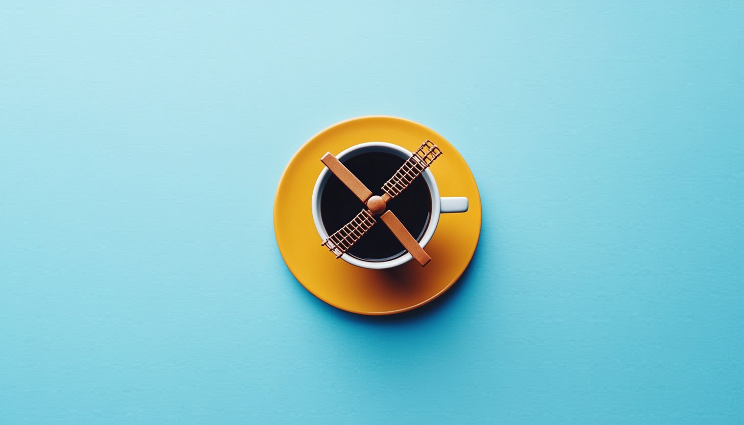 Close-up of the Dutch Bros Coffee logo with its iconic windmill, highlighting its design evolution on a clean, minimalistic background.