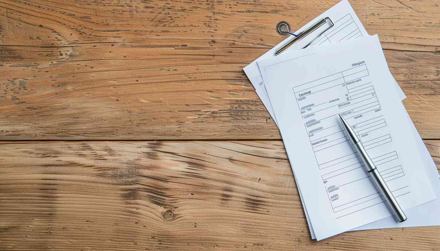 Customer service feedback forms with a pen on a wooden surface, signifying insights collection and focus on exceptional service.