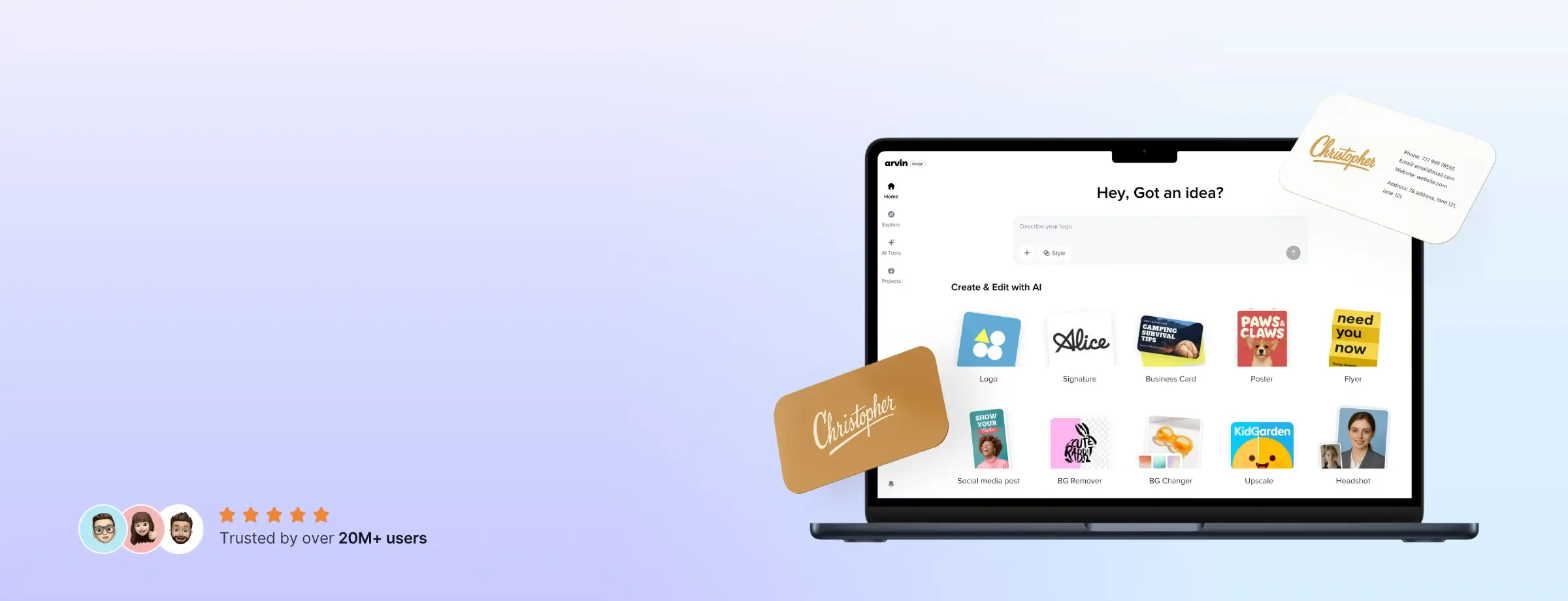 Make creative business cards with Arvin AI free business card maker