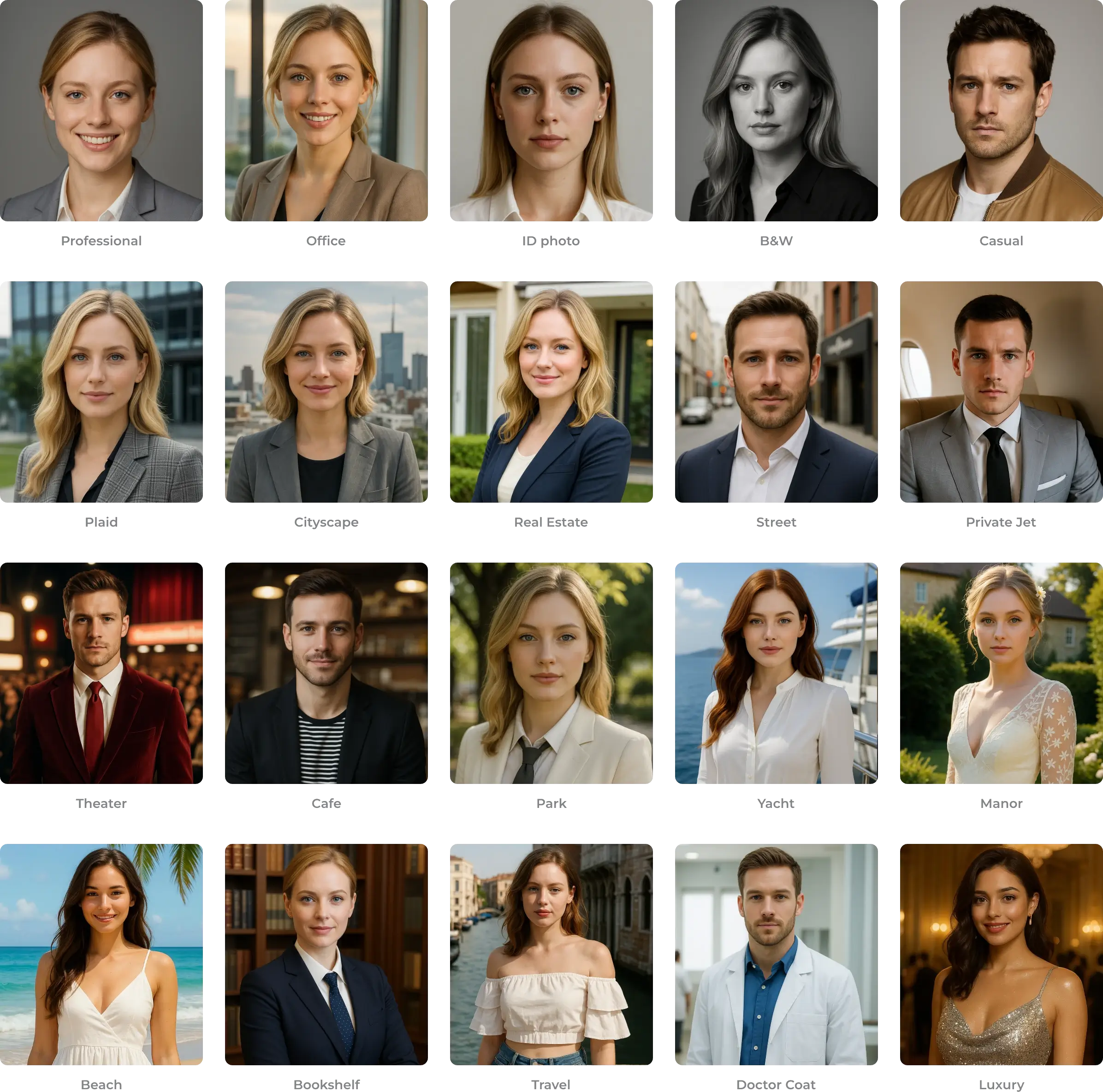 Explore a variety of professional styles available in our AI headshot generator for creating realistic headshots.